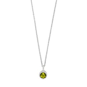 Sølv rhod. vedhæng m/peridot + kæde