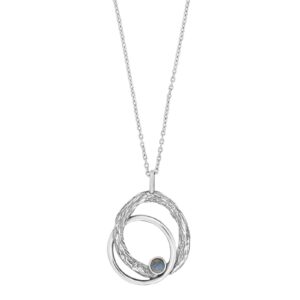 Sølvoxyderet vedhæng m/labradorit + kæde