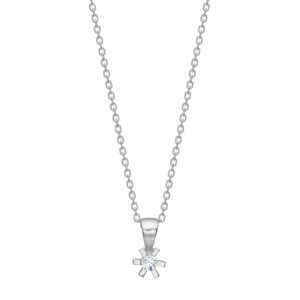 Sølv Vedhæng m/zirkonia incl. sølv rd kæde