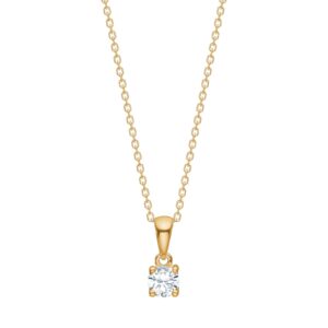 Sølvforgyldt vedhæng m. zirkonia incl. kæde