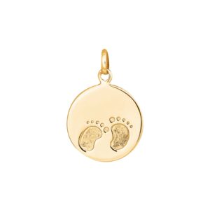 8kt. guldvedhæng rund plade m/fødder