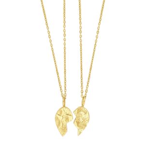 8kt. guld knækhjerte 15mm inkl. 2 forg. Sølvkæder