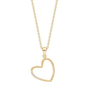 8kt. guld hjertevedhæng m. cz inkl. forg. kæde