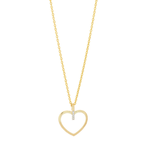 14kt. guldhjerte m/dia. 0.02ct W/SI og forg. kæde