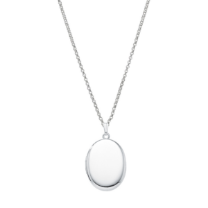 Medaljon i rhod sølv. Inkl. kæde