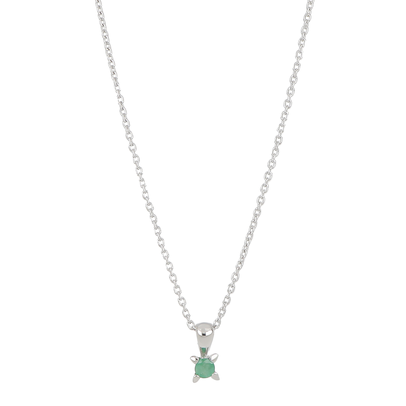 14kt. hvidguldsvedhæng m/smaragd 3,5mm inkl. rhod.