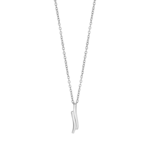 Rhod. sølvvedhæng buede stave inkl. kæde