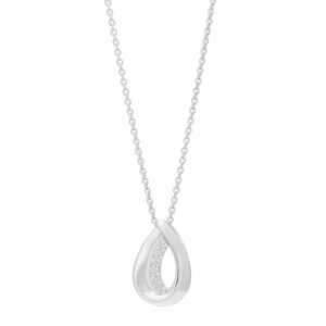 Rhod. sølvvedhæng dråbe m/cz inkl. kæde
