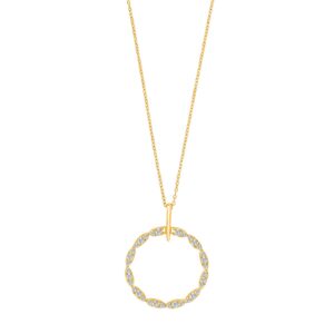 8kt. guldvedhæng cirkel m/cz inkl. forg. kæde