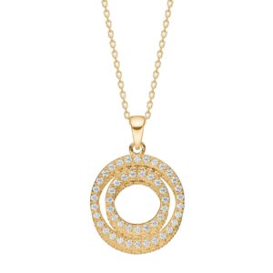 8kt. guldvedhæng cirkel m/cz inkl. forg. kæde
