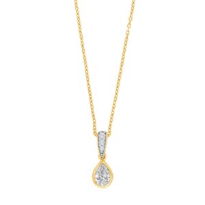 8kt. guldvedhæng m/cz inkl. forg. kæde