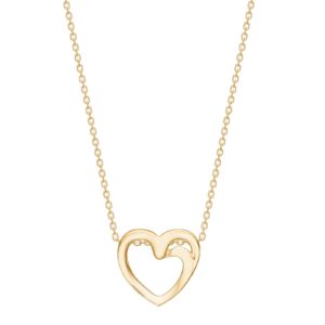 8kt. guld hjertevedhæng inkl. forg. kæde