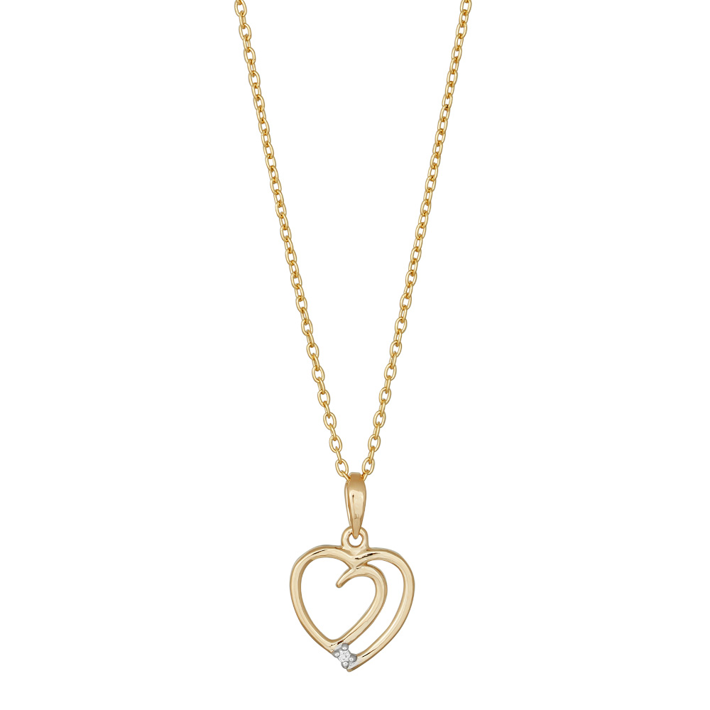 14kt. guldhjerte m/dia. 0.005ct W/SI inkl. forg. K