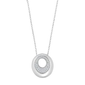 Rhod. sølvvedhæng m/cz inkl. kæde