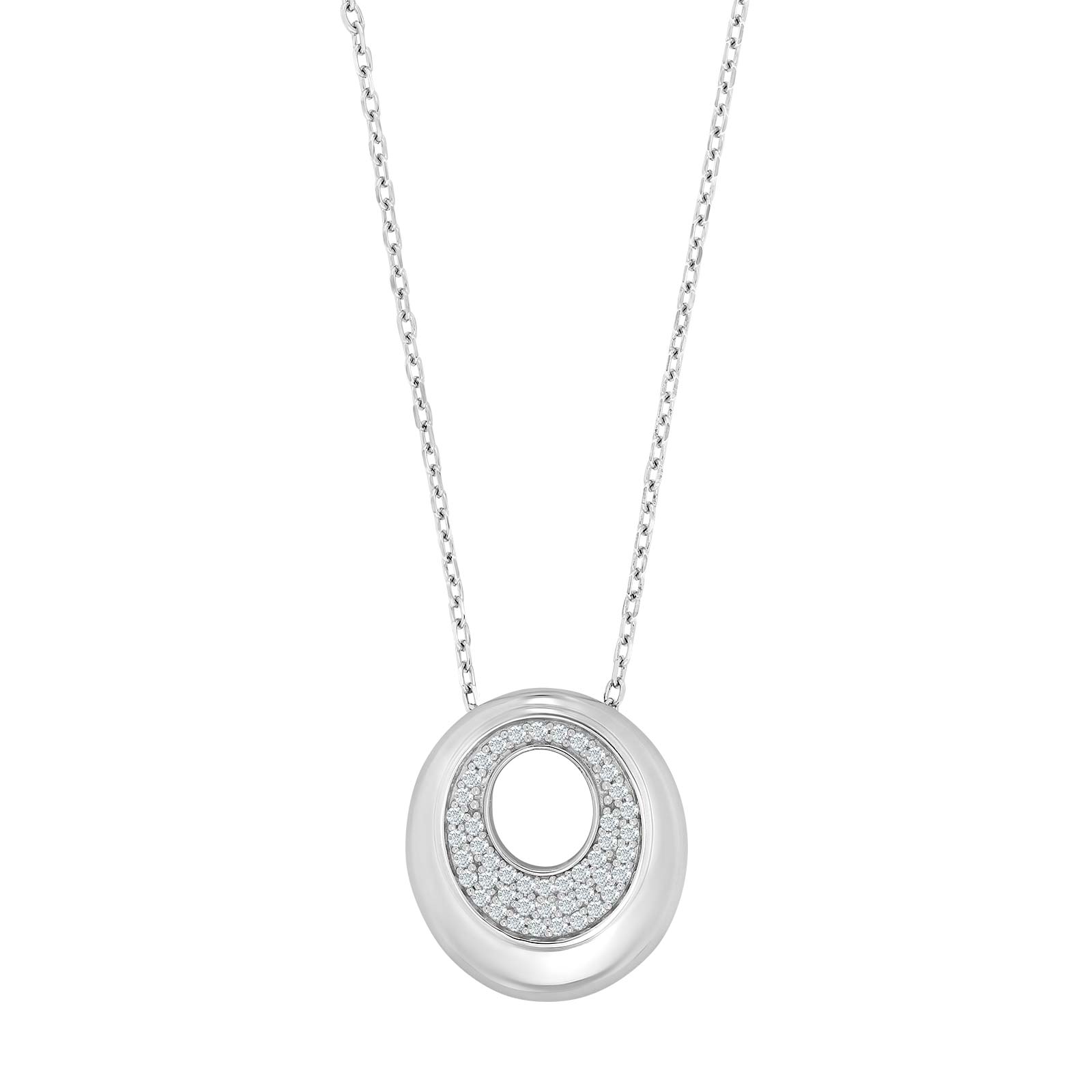 Rhod. sølvvedhæng m/cz inkl. kæde