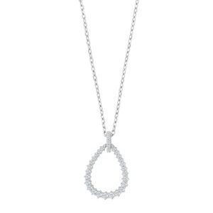 Rhod. sølvvedhæng m/cz inkl. kæde