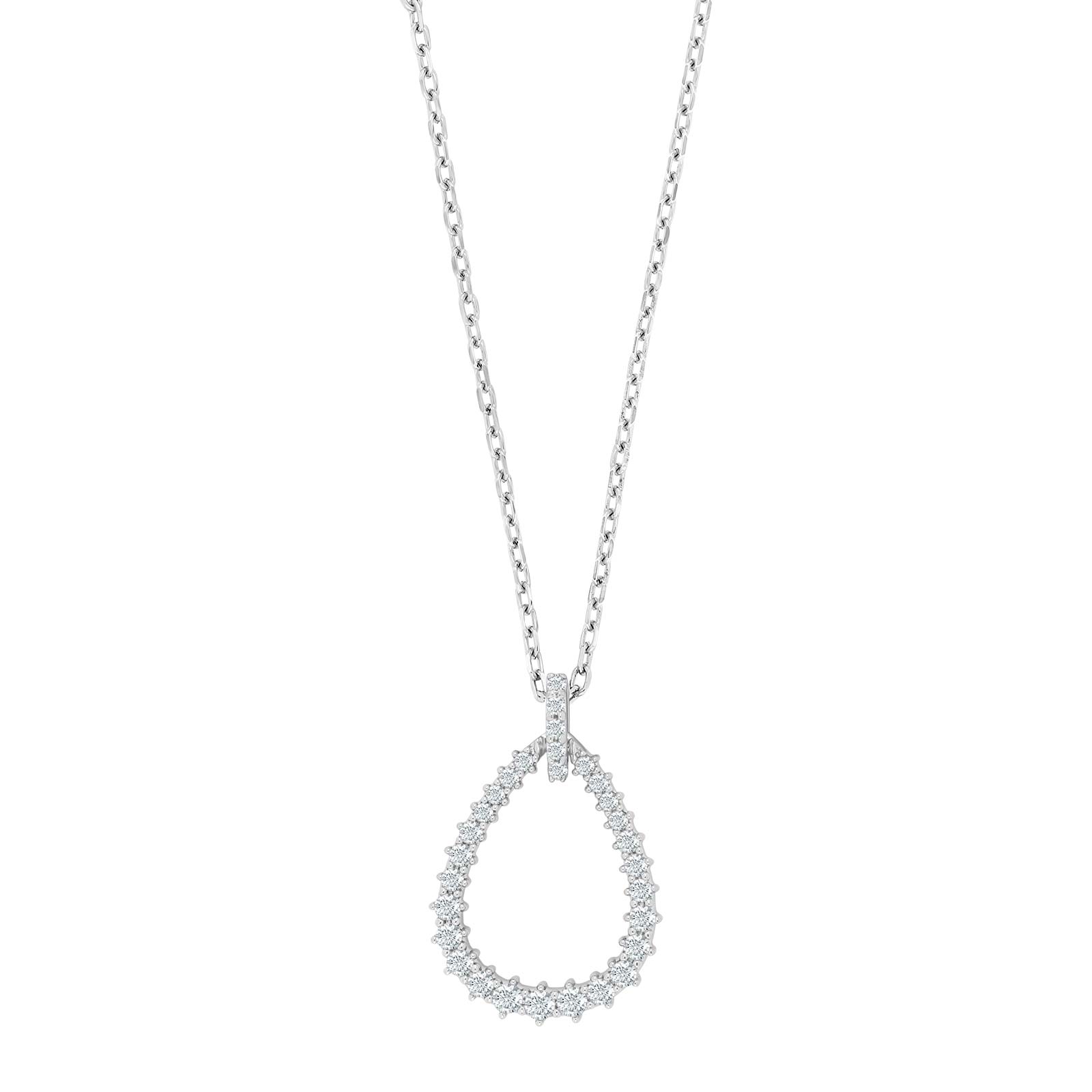 Rhod. sølvvedhæng m/cz inkl. kæde