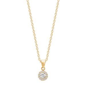 8kt. guldvedhæng rundt m/cz og forg. kæde