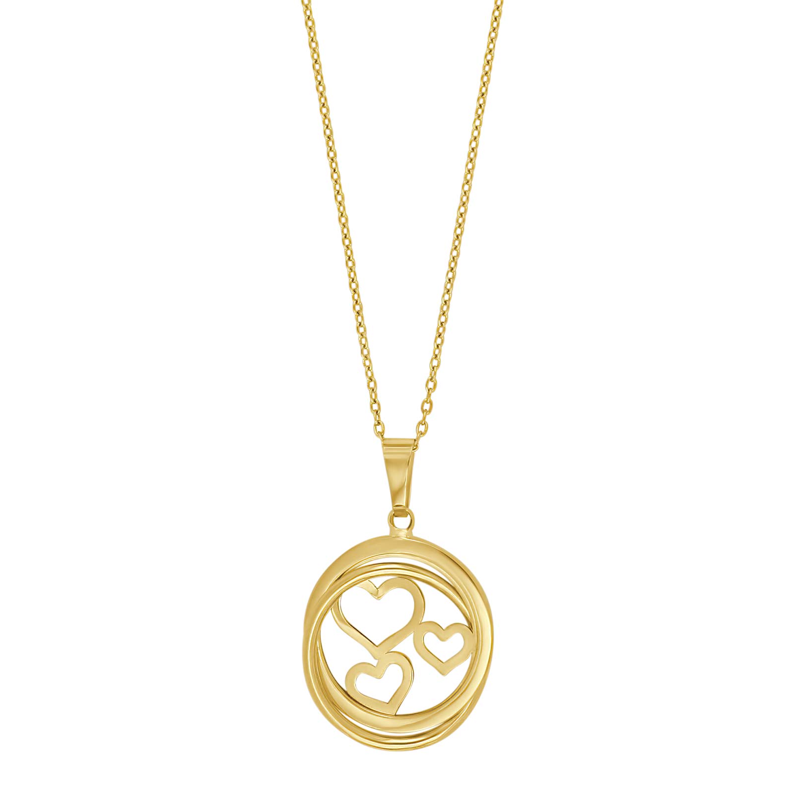 8kt. Guld vedhæng hjerter inkl. forg. kæde