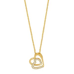 8kt. guld vedhæng hjerte m. cz inkl. forg. kæde