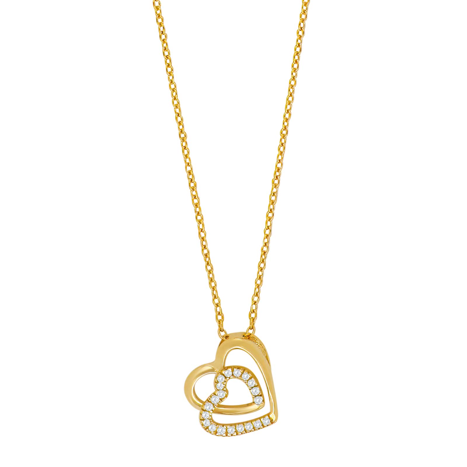 8kt. guld vedhæng hjerte m. cz inkl. forg. kæde