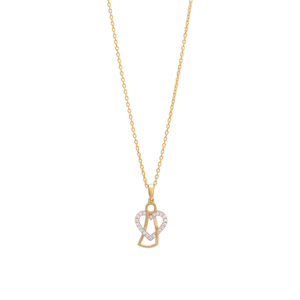 8kt. guldvedhæng engel m/hjerte og cz inkl. forg.