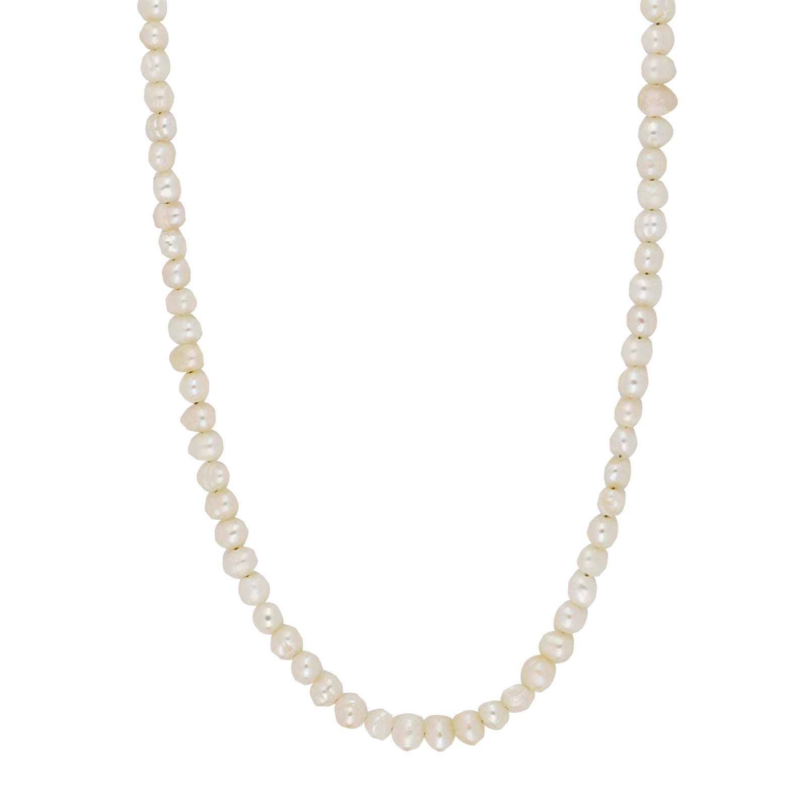 Ferskvandsperlekæde m/rhod. forg. lås 4 mm