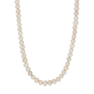 Ferskvandsperlekæde m/rhod. sølv lås 6 mm