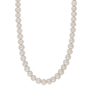 Ferskvandsperlekæde m/rhod. sølv lås 8 mm