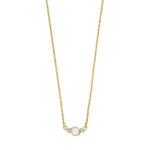 8kt. guldhalskæde m/perle og cz