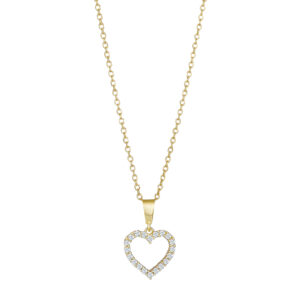 8kt. guldvedhæng hjerte m/cz inkl. 8kt. kæde