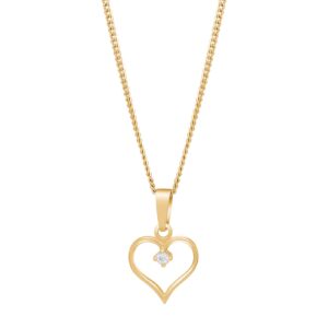 Forg. sølvvedhæng hjerte m/cz inkl. kæde