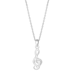 Rhod. sølvvedhæng g-nøgle inkl. kæde