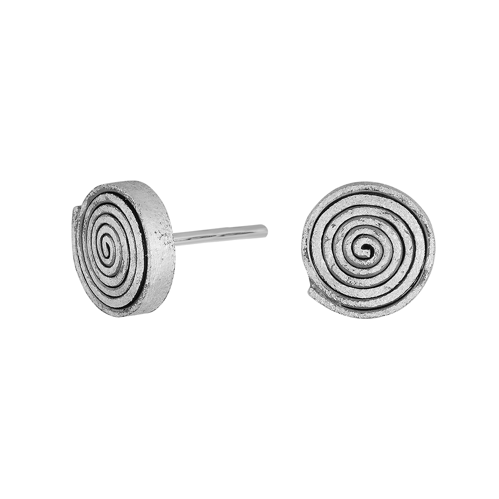Sølv ørestik lukket Spiral m. oxidering