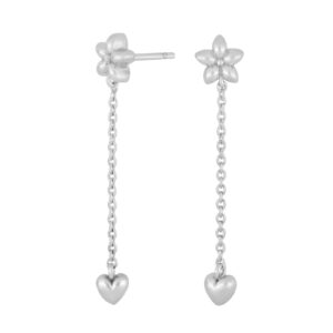 Rhod. sølvørehænger blomst/hjerte