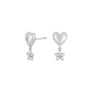 Rhod. sølvørestikker hjerte/blomst