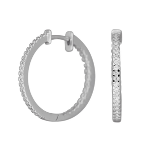 Rhod. Sølv creol med cz 22mm