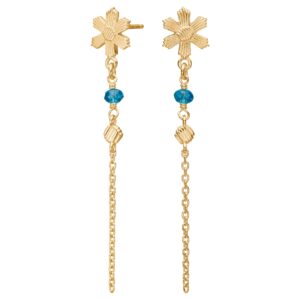 Forgyldt sølv ørehængereaqua blomst BRODERIE52