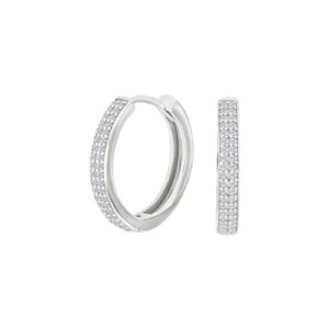 Rhod. sølv creoler m/cz 20mm