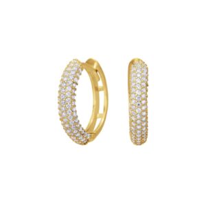 8kt. guldcreoler m/cz pave 15mm