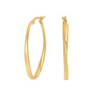 8kt. guldcreoler oval drejet 34x2,5mm