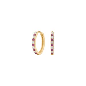 8kt. guldcreoler m/synt. rubin og cz