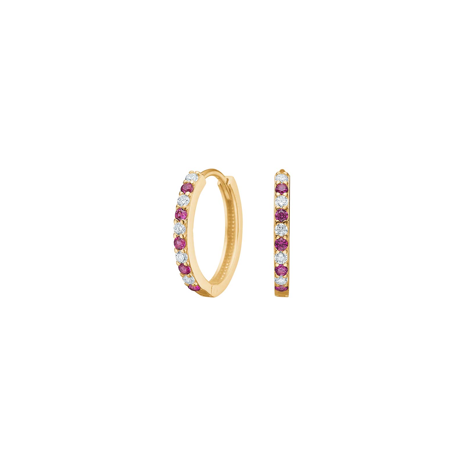 8kt. guldcreoler m/synt. rubin og cz