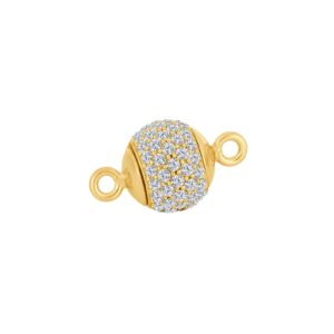 Forg. sølv magnet perlelås pavé. m. cz 12mm