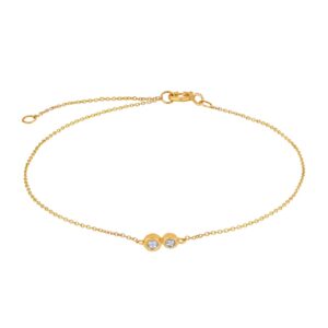 14kt. guldarmbånd m/ 2 x dia. 0.01ct W/SI