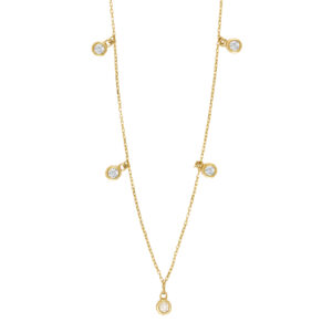 8kt. guldhalskæde m/5 cz i rørfatning