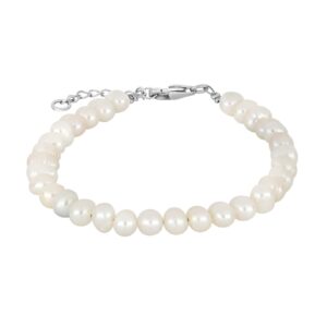 Ferskvandsperlearmbånd m/rhod. sølv lås 4 mm