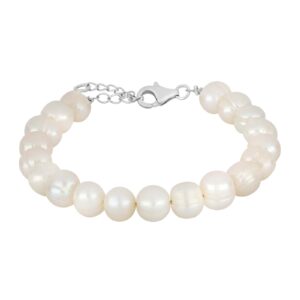 Ferskvandsperlearmbånd m/rhod. sølv lås 8 mm