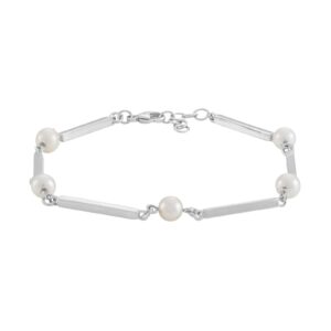 SIERSBØL Rhod. sølv pind & perle (FWP)armb. 18,5+2