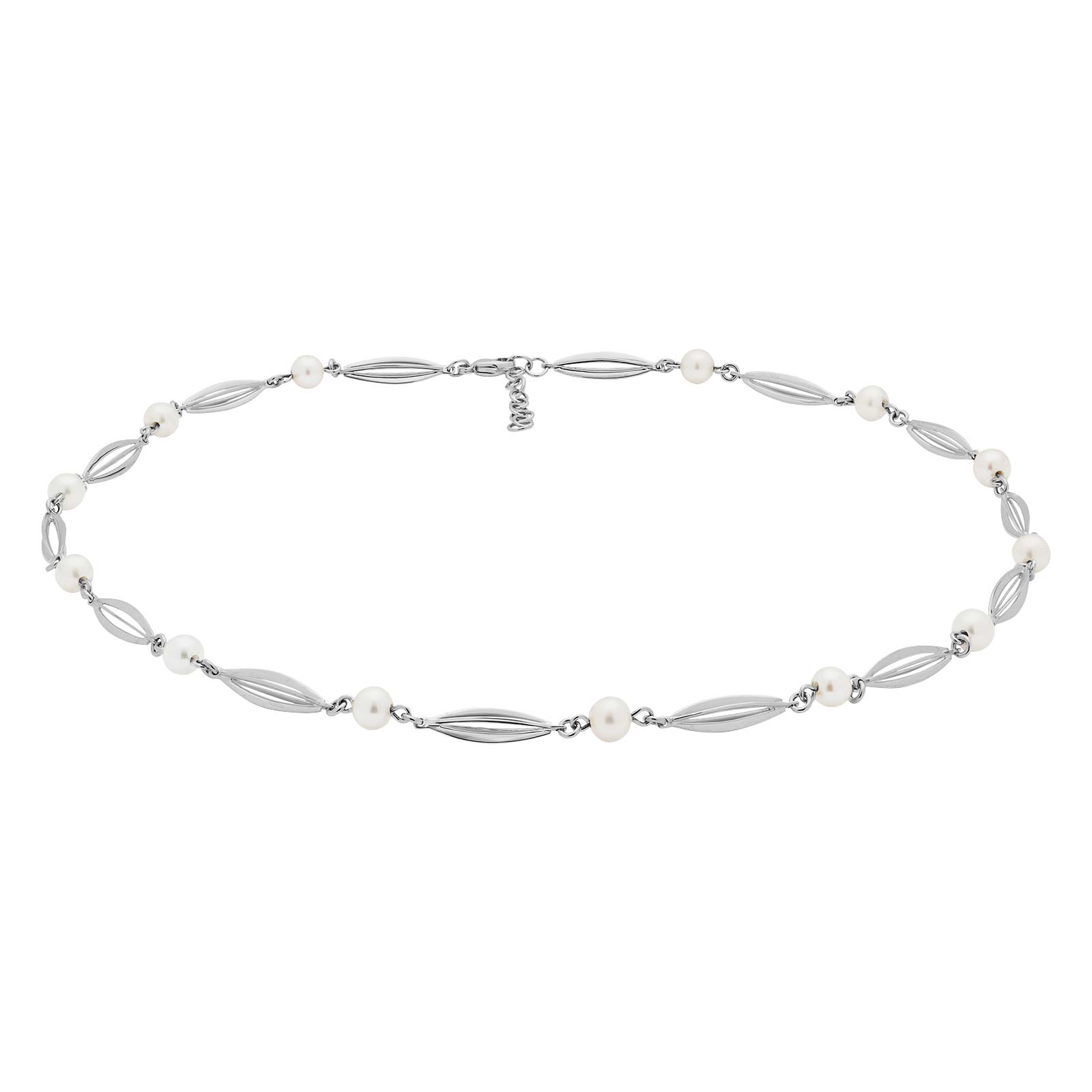 SIERSBØL Rhod. sølv bur&perle (FWP)collier 41+3cm